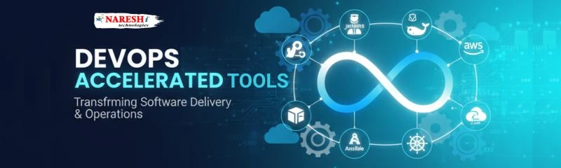 DevOps Accelerated Tools Faster Delivery & Operations DevOps accelerated tools with infinity loop showing Jenkins, Docker, Kubernetes, Ansible, AWS
