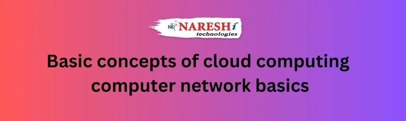 “NareshIT banner displaying the title Basic concepts of cloud computing and computer network basics on a gradient background.”