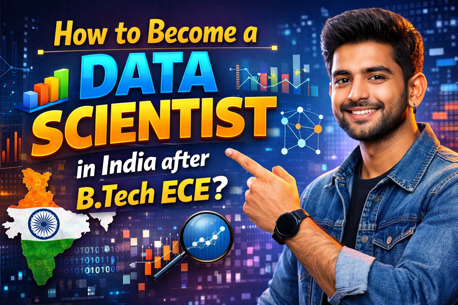 Data scientist career path in India after BTech ECE showing analytics, machine learning, and job opportunities for freshers