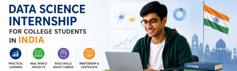 College student participating in a Data Science Internship program in India, learning Python, Machine Learning, AI, and data analytics skills.