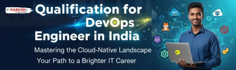 NareshIT banner showing a smiling student with a laptop and cloud icons, highlighting DevOps engineer qualifications in India.